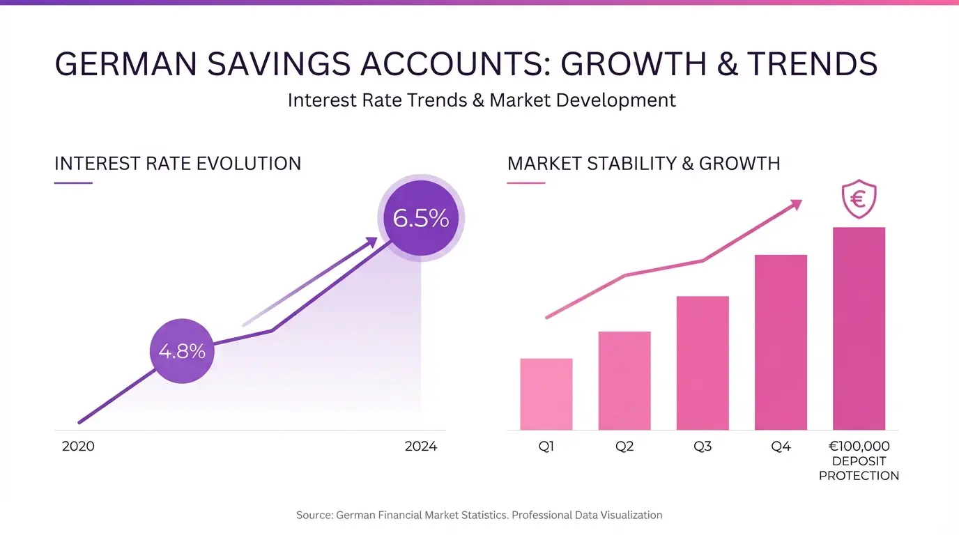 Marktentwicklung und Zinssätze für Sparguthaben in Deutschland - Infografik